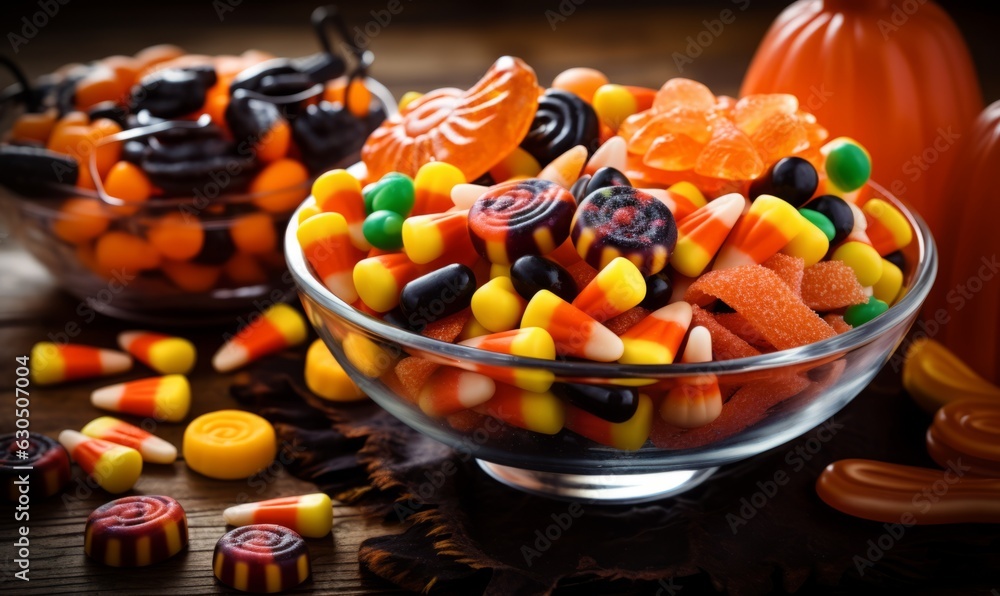 Halloween candies on black background Halloween candies on black background