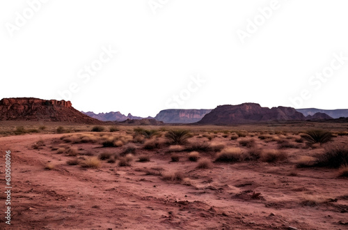 path in a barren desert landscape. transparent isolated PNG file.
