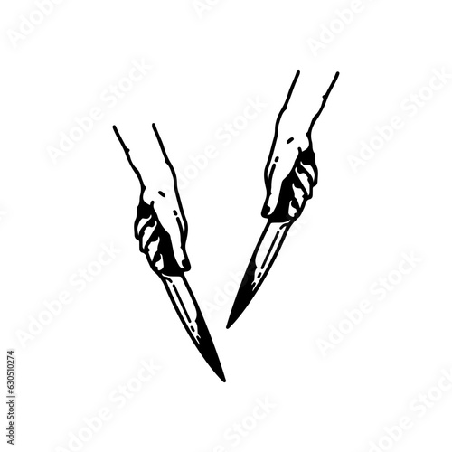two hand knife vector illustration
