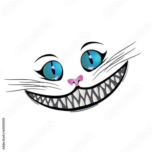 Cartoon cat with a grin on a transparent background

