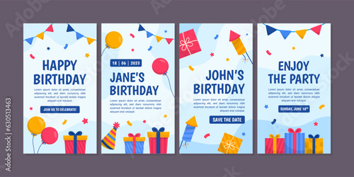 Birthday Celebration Social Media Stories or Post Template Collection Set
