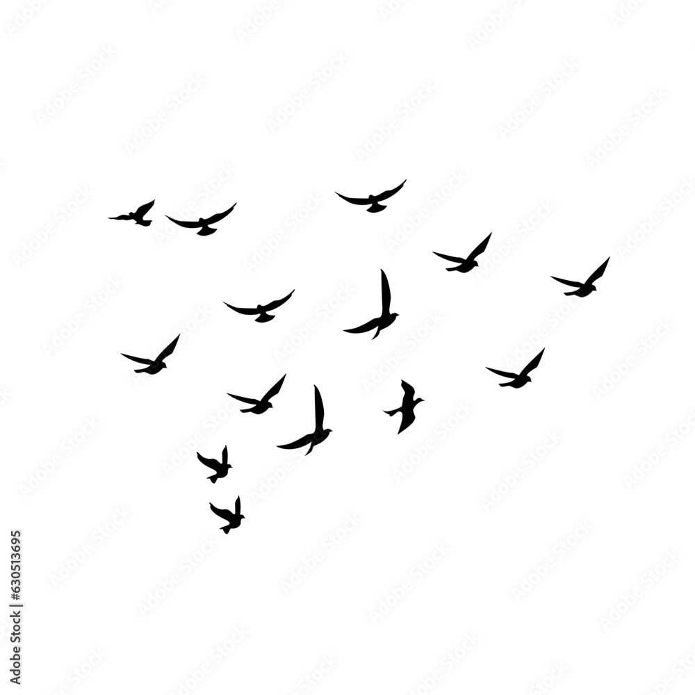 Naklejka premium silhouette group of flying birds