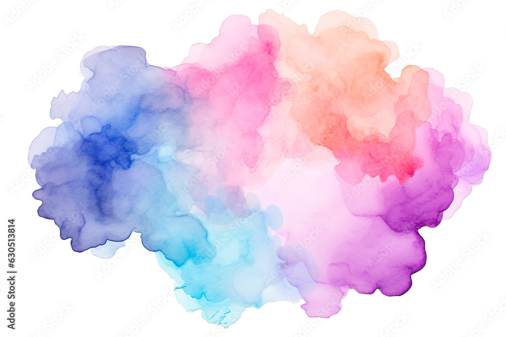 Colorful watercolor cloud over isolated transparent background