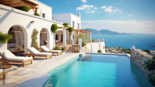 Luxury villa with pool Generative AI