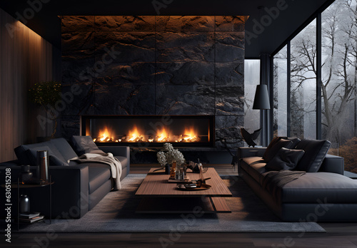 Wallpaper Mural fireplace in the living room Torontodigital.ca