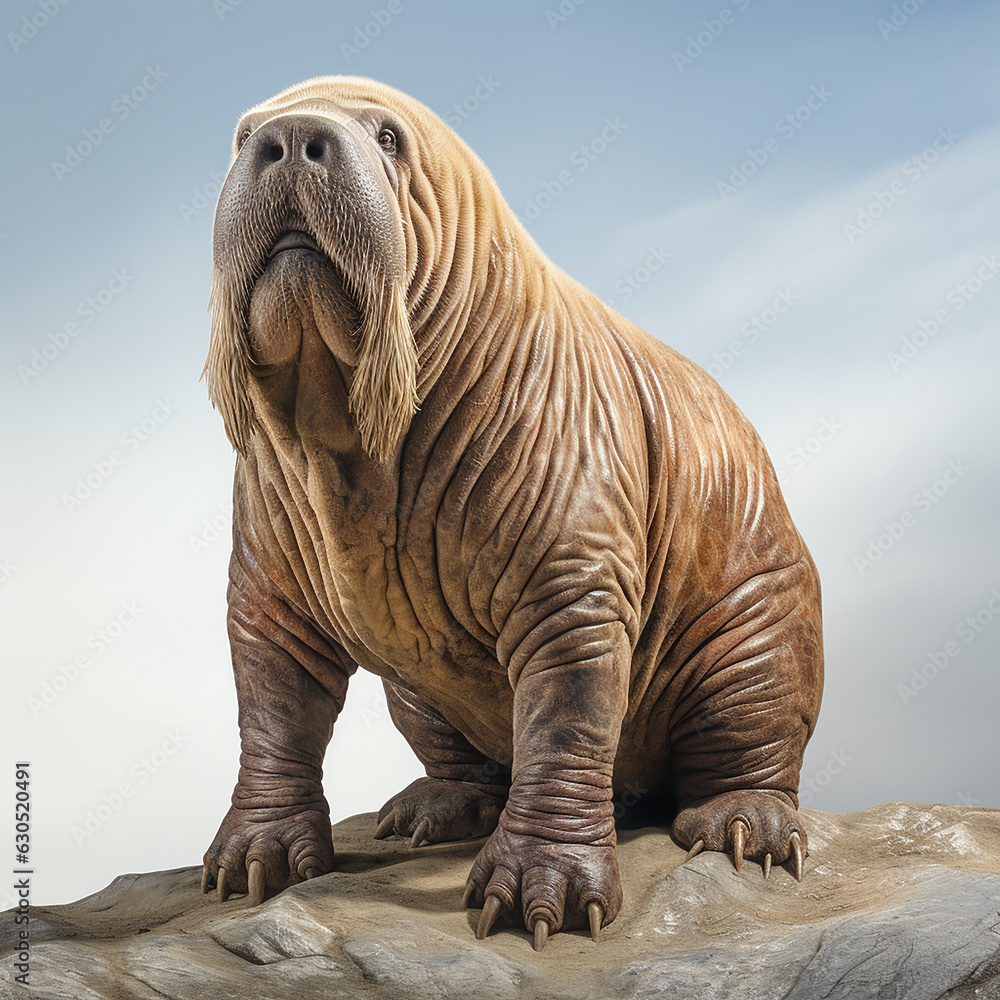 Fototapeta premium _full_body_walrus_in_realistic_style_white_background
