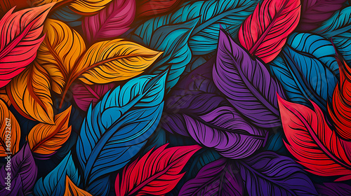 Abstract Background Painting of Colorful Leaves