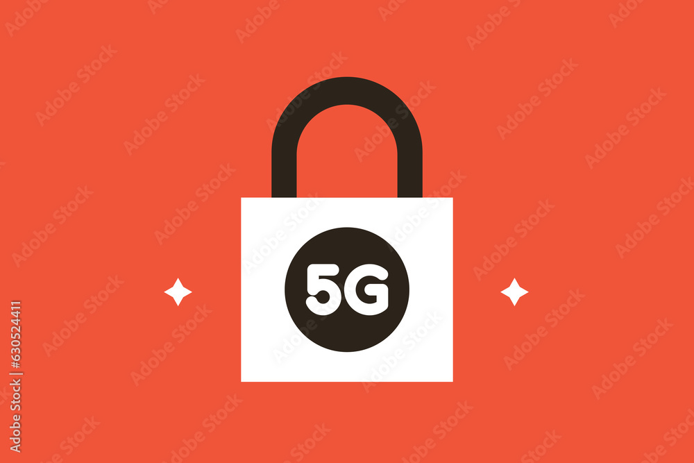 Geometric safe 5G internet technology illustration in flat style design. Vector illustration. Geometric safe 5G internet technology illustration in flat style design. Vector illustration.