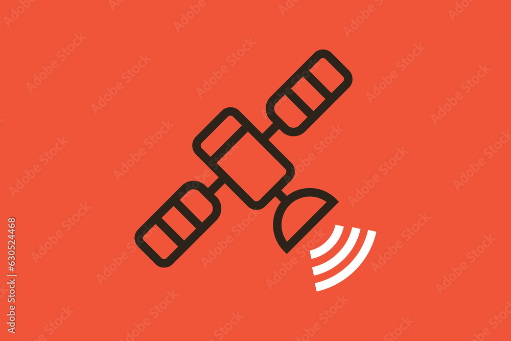 Fototapeta premium Geometric space satellite technology illustration in flat style design. Vector illustration. 
