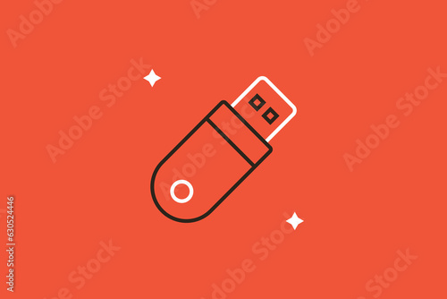 Geometric usb flash memory technology illustration in flat style design. Vector illustration. 