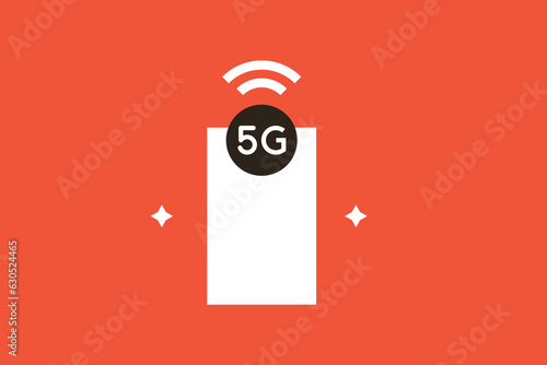 Geometric 5g mobile illustration in flat style design. Vector illustration. 