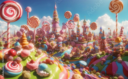 Colorful Sweets land Background, Generative AI Illustration.