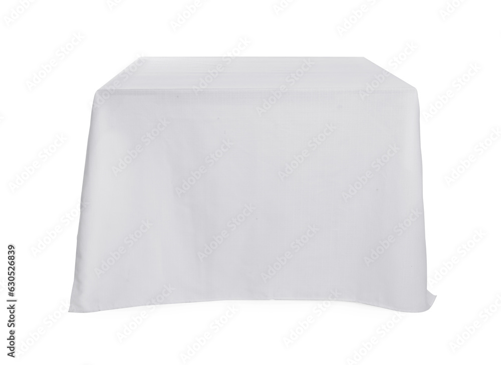 Table with white tablecloth isolated on white Table with white tablecloth isolated on white