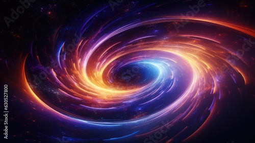 Colorful vortex energy  cosmic spiral waves  multicolor swirls explosion. Abstract futuristic digital background.
