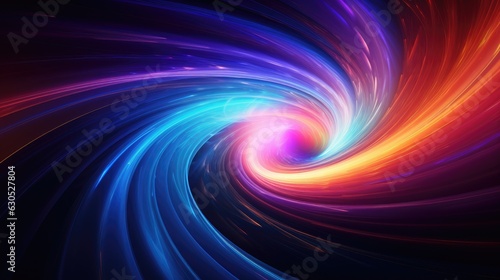 Fotografie, Obraz Colorful vortex energy, cosmic spiral waves, multicolor swirls explosion