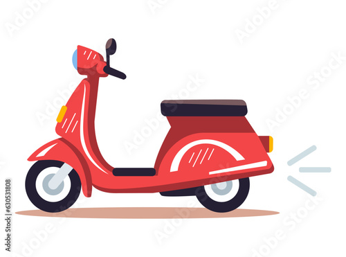 red moped without a driver. mini motorcycle. flat vector illustration.