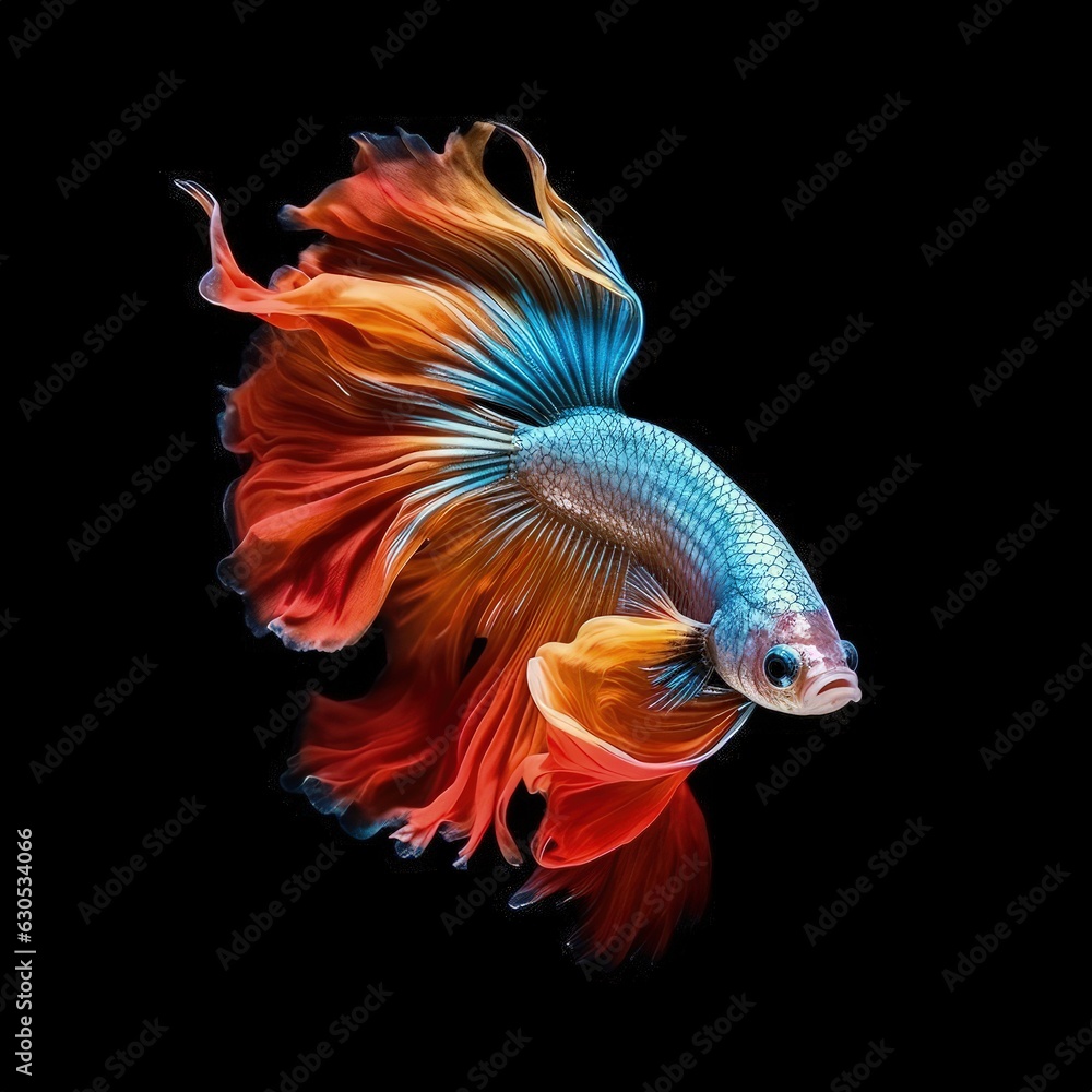 Fototapeta premium Stunning Siamese fish illustration made with Generative AI 