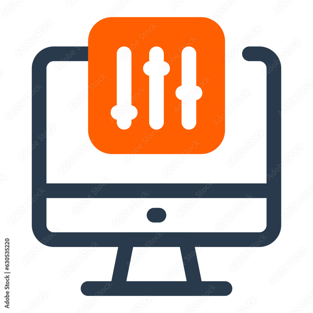 An icon representing editing software with computer tools. An icon representing editing software with computer tools.