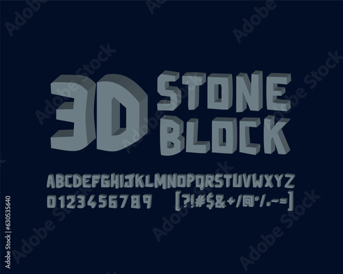 3D stone font set design in vector format