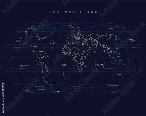 Fototapeta Naklejka Na Ścianę i Meble -  The high tech interface of world map in vector format