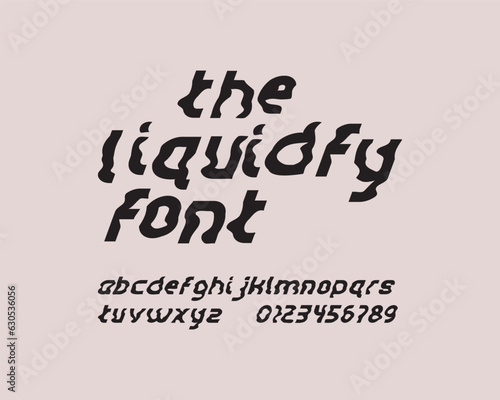 The liquid/wind/water/wave font set design for logo inspiration. Slanted version