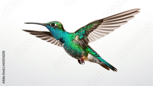 Hummingbird in flight on a white background for your design. Generative Ai. 