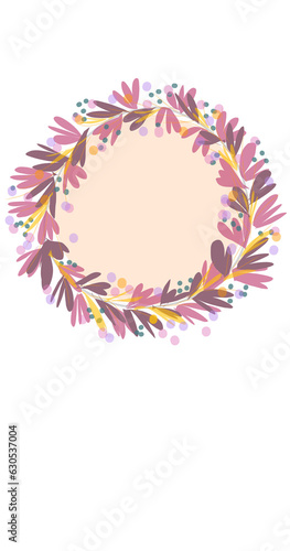 Decorative floral wreath in pastel colors. Vector illustration.