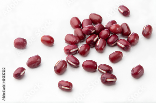 close up of adzuki beans isolated on white background. photo