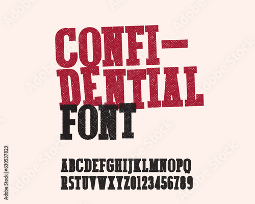 Highly Confidential font set design with texture on it