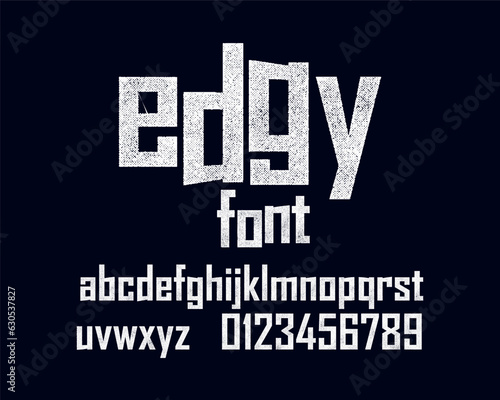 Modern and edgy font set with printing texture