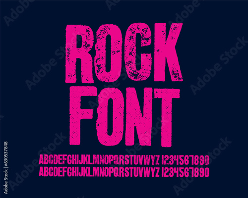 Rock Grunge with stamping printing texture on it font set design