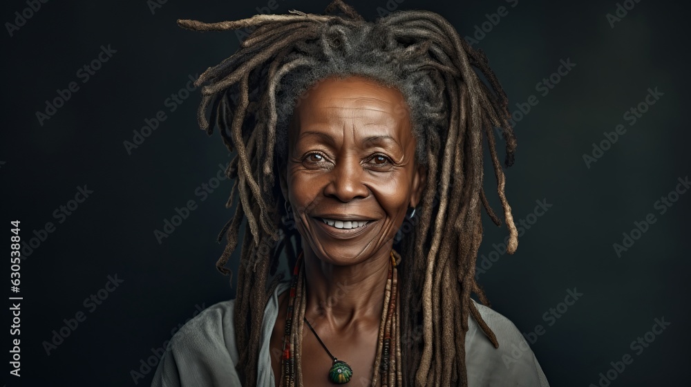 Portrait of Middle-Aged Woman with Dreadlocks - Generative AI Portrait of Middle-Aged Woman with Dreadlocks - Generative AI