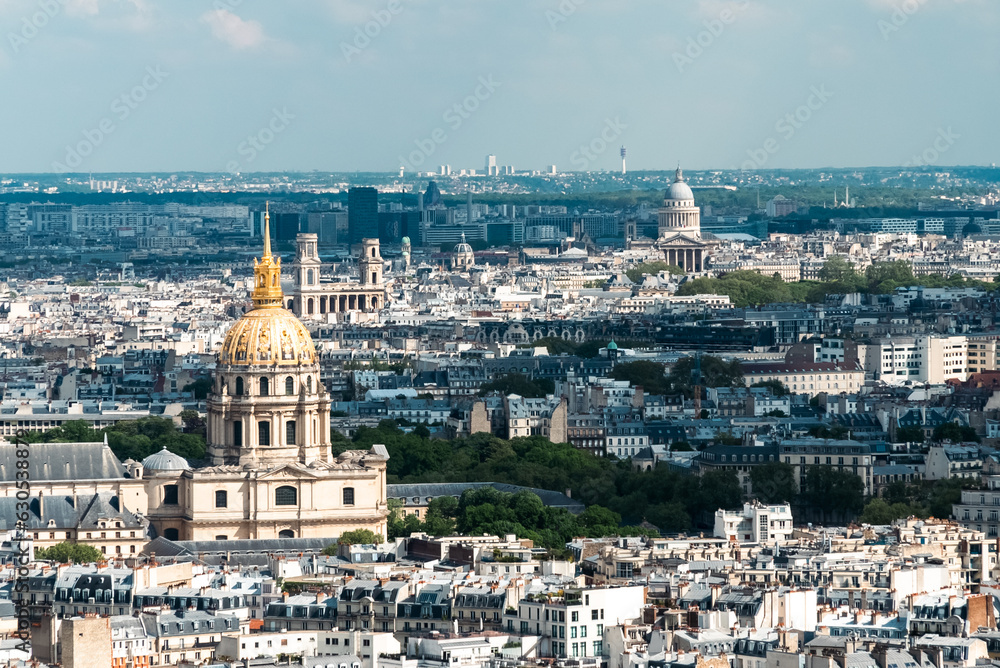 Paris, France. April 22, 2022: Les Invalides is an architectural complex and panoramic landscape of the city.