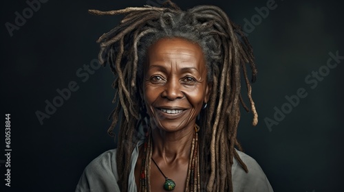 Portrait of Middle-Aged Woman with Dreadlocks - Generative AI