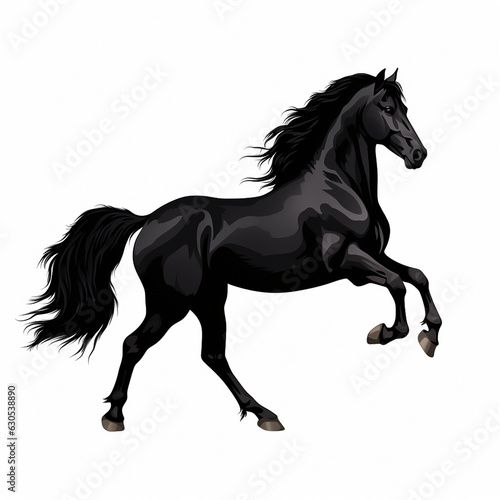 black horse galloping illustration isolated on a white background