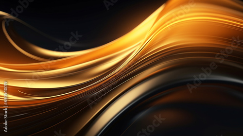 abstract golden wave background on black. Generative Ai. 