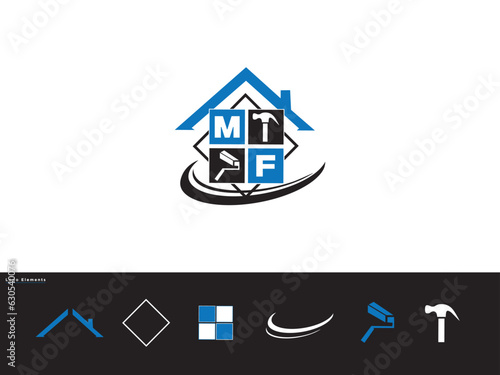 MF Building Logo, Real Estate Mf fm Logo Letter Design For You