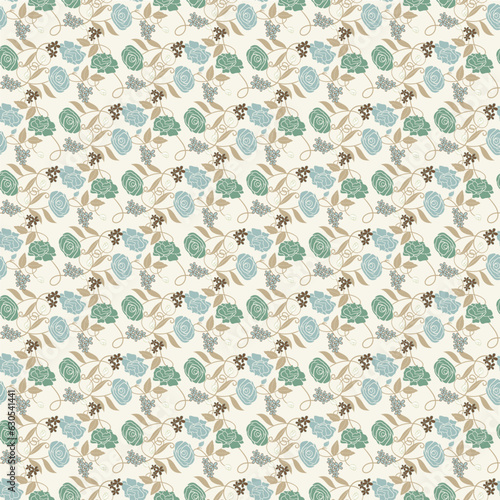 French countryside roses seamless pattern.