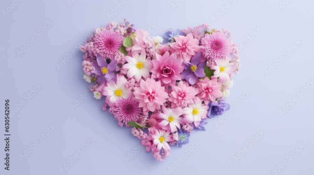 Heart of tender spring flowers. Pastel romantic background. Heart of tender spring flowers. Pastel romantic background.