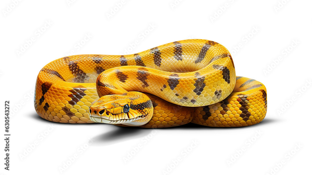 Yellow python snake. Ai art. Cutout on transparent Stock Illustration ...