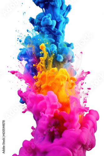 Multicolored neon ink on white background