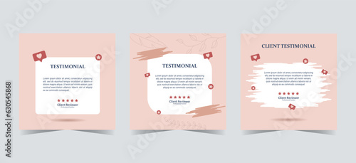 Set Creative Testimonial Templates. Testimony rating customer review business template vector illustration