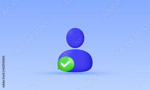 illustration user green check mark sign vector icon 3d symbols isolated on background.3d design cartoon style. 