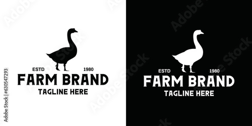 Goose farm logo template, goose meat market, goose farm.