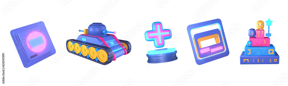 3D icon video games collection rendered isolated on the white background 3D icon video games collection rendered isolated on the white background