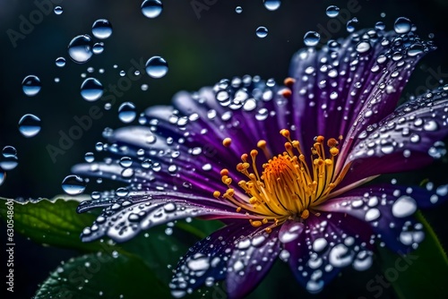 water drops on flower generated by AI tool