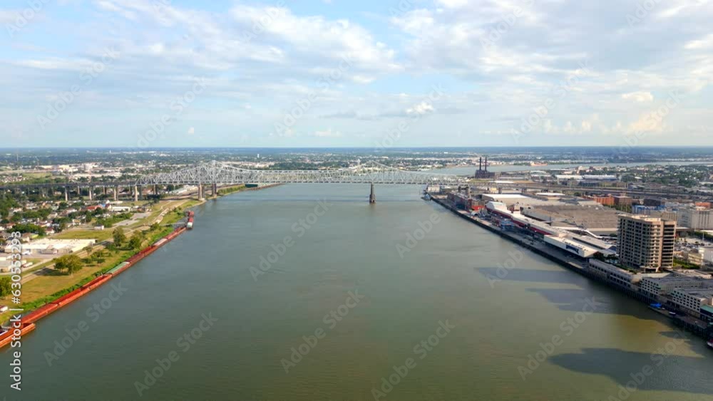 Aerial drone video Mississippi River New Orleans Aerial drone video Mississippi River New Orleans