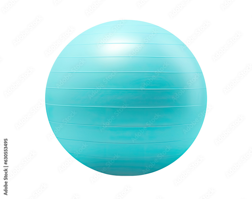 Blue fitness ball isolated on transparent background