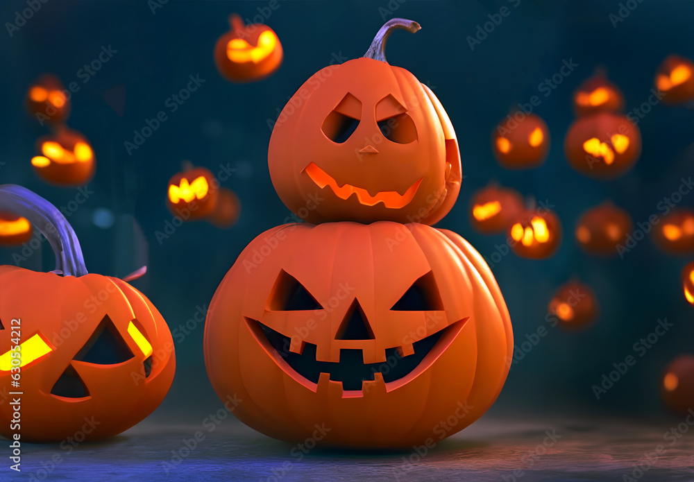Jack o Lantern pumpkin, Halloween festival, for poster, greeting card, banner, party, invitation, Ai generated, advertising, trick or treat Jack o Lantern pumpkin, Halloween festival, for poster, greeting card, banner, party, invitation, Ai generated, advertising, trick or treat