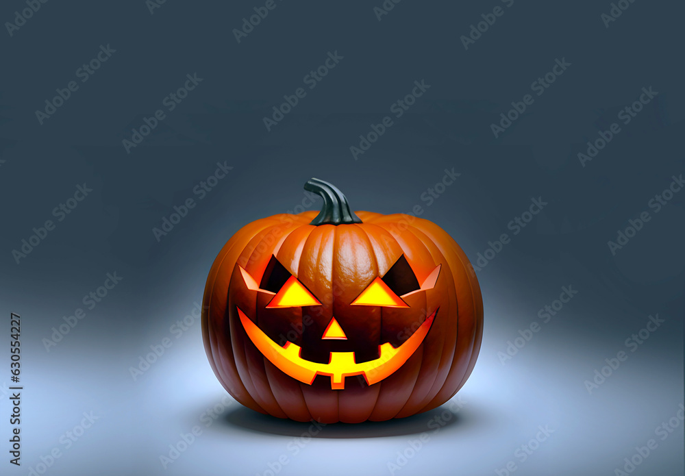 Fototapeta premium Jack o Lantern pumpkin, Halloween festival, for poster, greeting card, banner, party, invitation, Ai generated, advertising, trick or treat